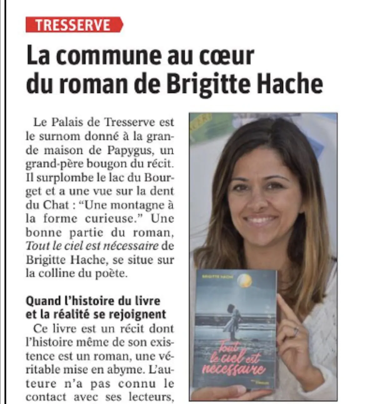 Article de presse sur le roman “t le ciel est nécessaire” de Brigitte Hache, Toupublié chez Eyrolles