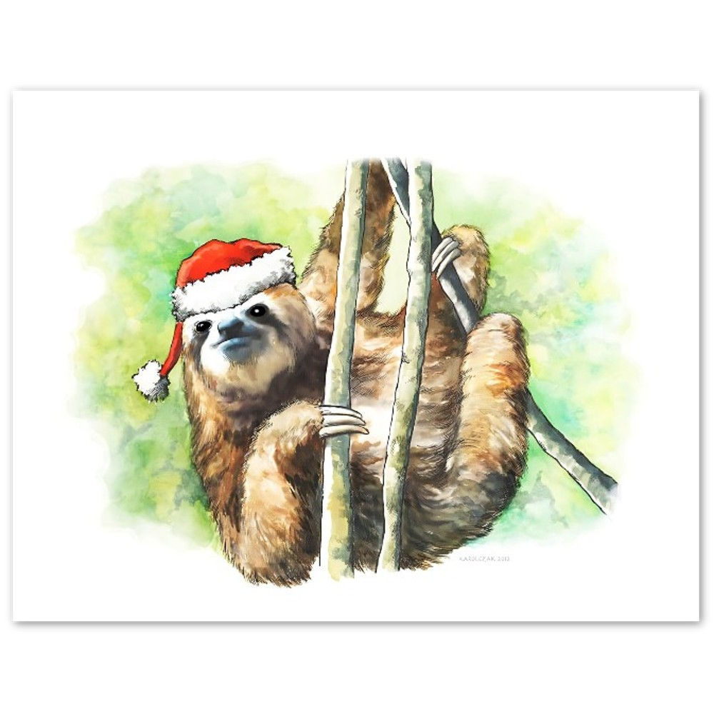 Santa Sloth Greeting Cards Set