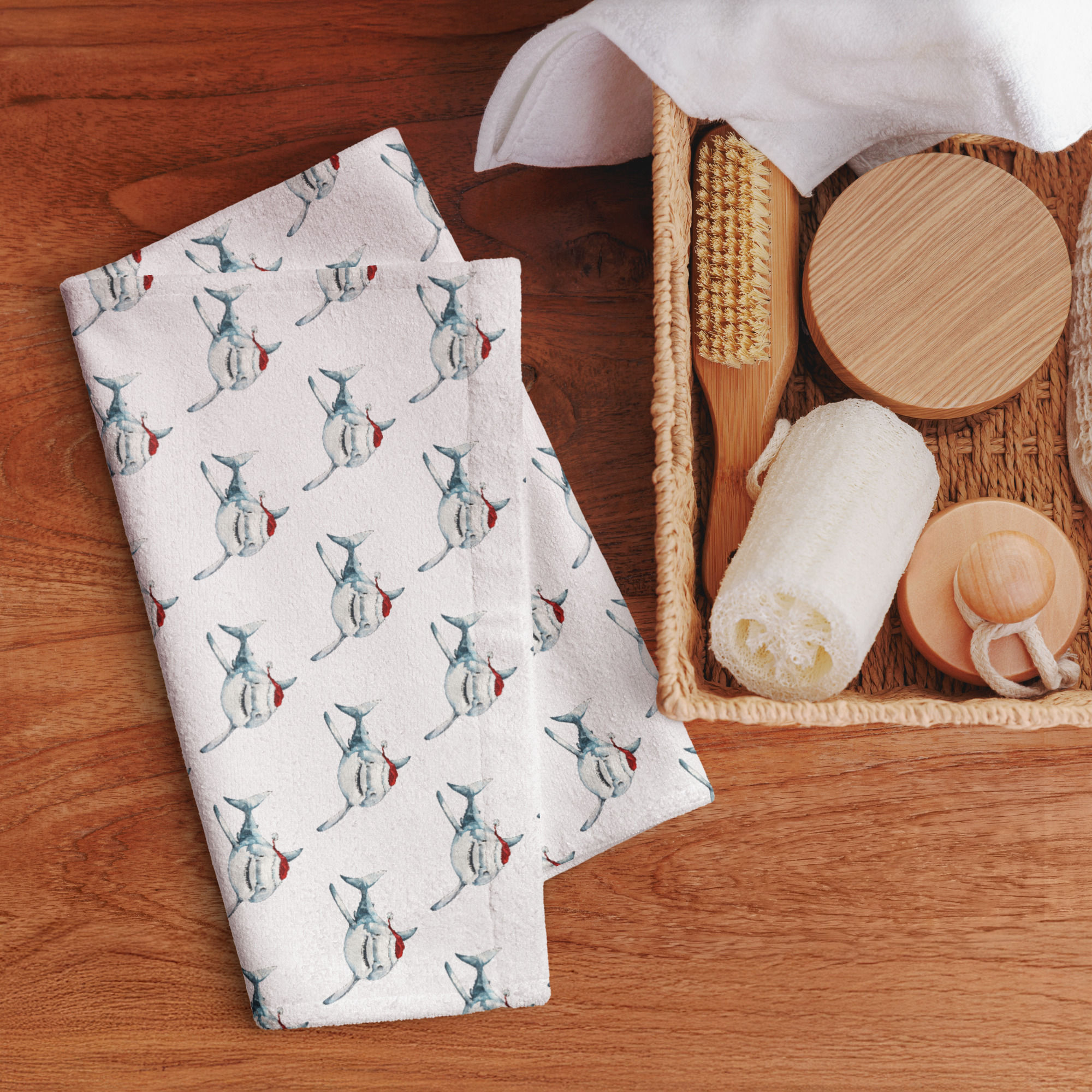 Santa Shark Tea Towel