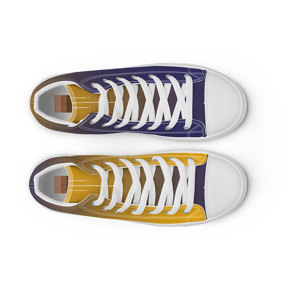 Thumbnail: (HBCUΘ)Gold 'n Royal Blue Women’s high top canvas shoes
