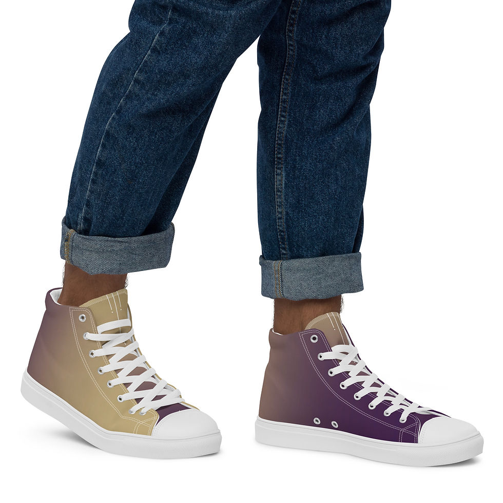 Thumbnail: (HBCUΘ)Purple 'n Gold Men’s high top canvas shoes