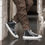 Thumbnail: Gray Camo Men’s high top canvas shoes