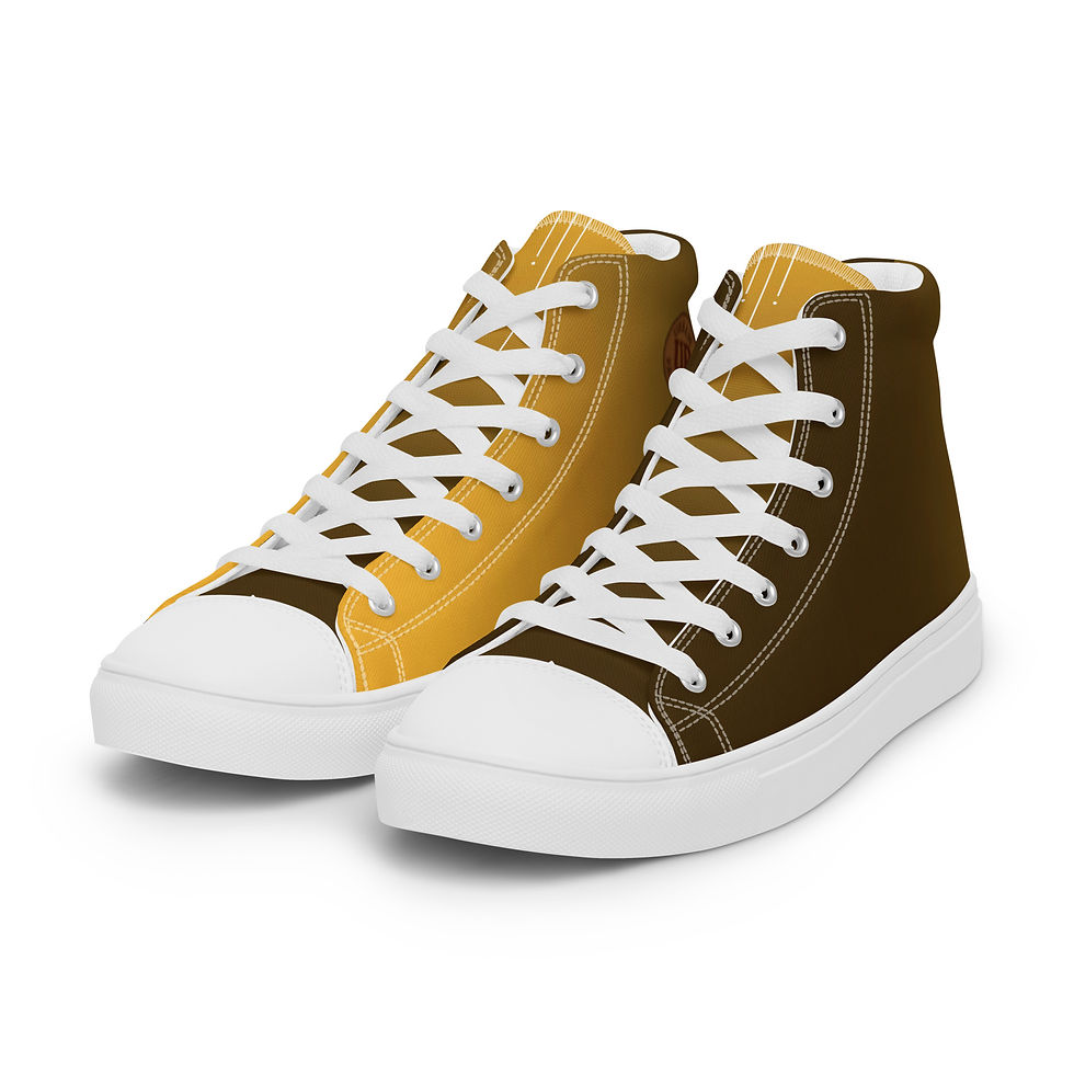 Thumbnail: (HBCUΘ)Charcoal Brown 'n Gold Men’s high top canvas shoes