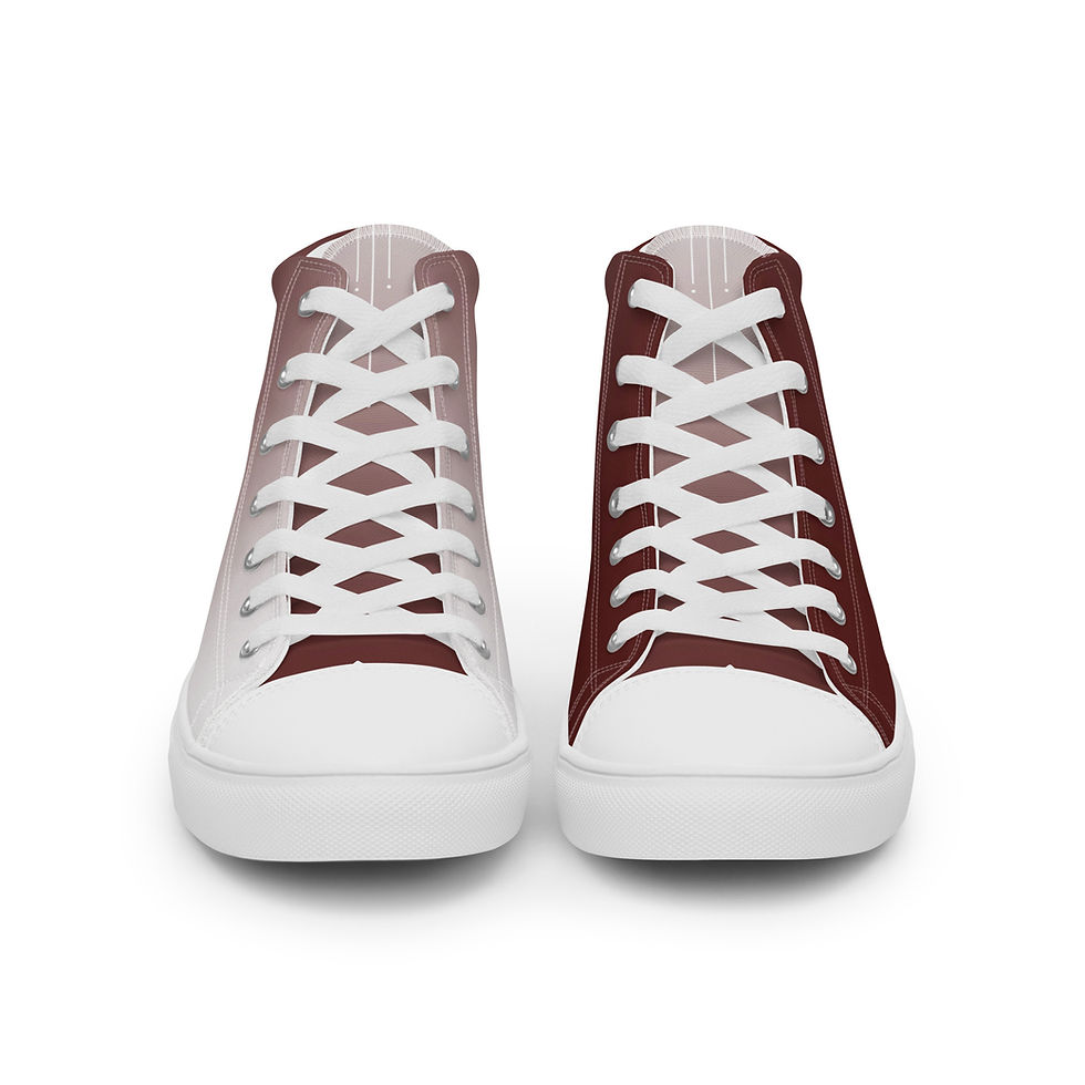 Thumbnail: Maroon 'n White (fade) Men’s high top canvas shoes