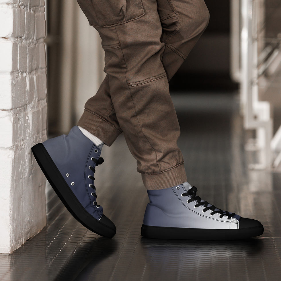 Thumbnail: Navy 'n White (fade) Men’s high top canvas shoes