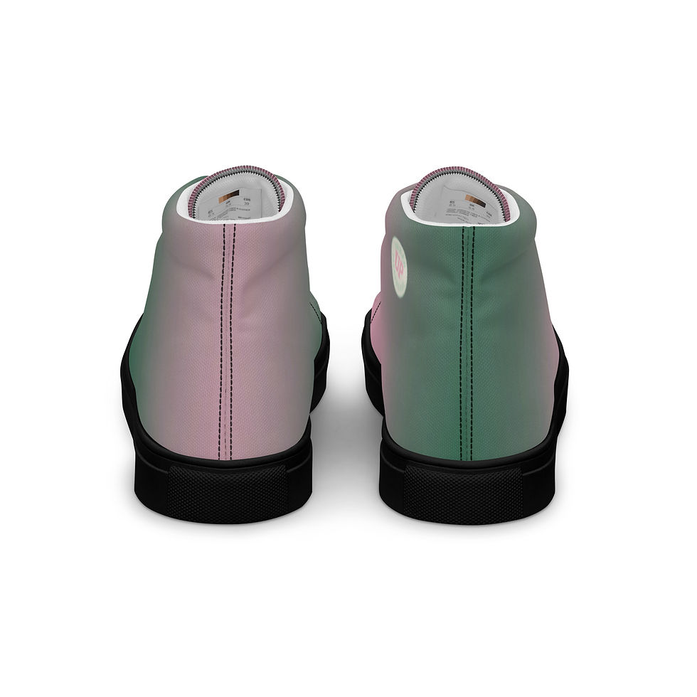 Thumbnail: (HBCUΘ)Pink 'n Green Women’s high top canvas shoes