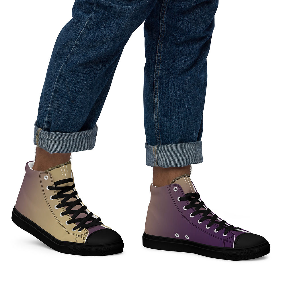 Thumbnail: (HBCUΘ)Purple 'n Gold Men’s high top canvas shoes