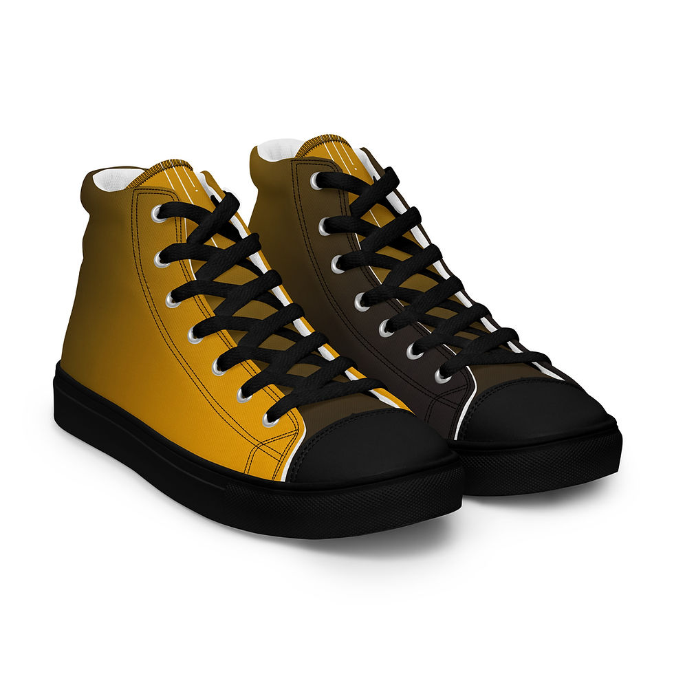 Thumbnail: (HBCUΘ)Black 'n Gold Men’s high top canvas shoes