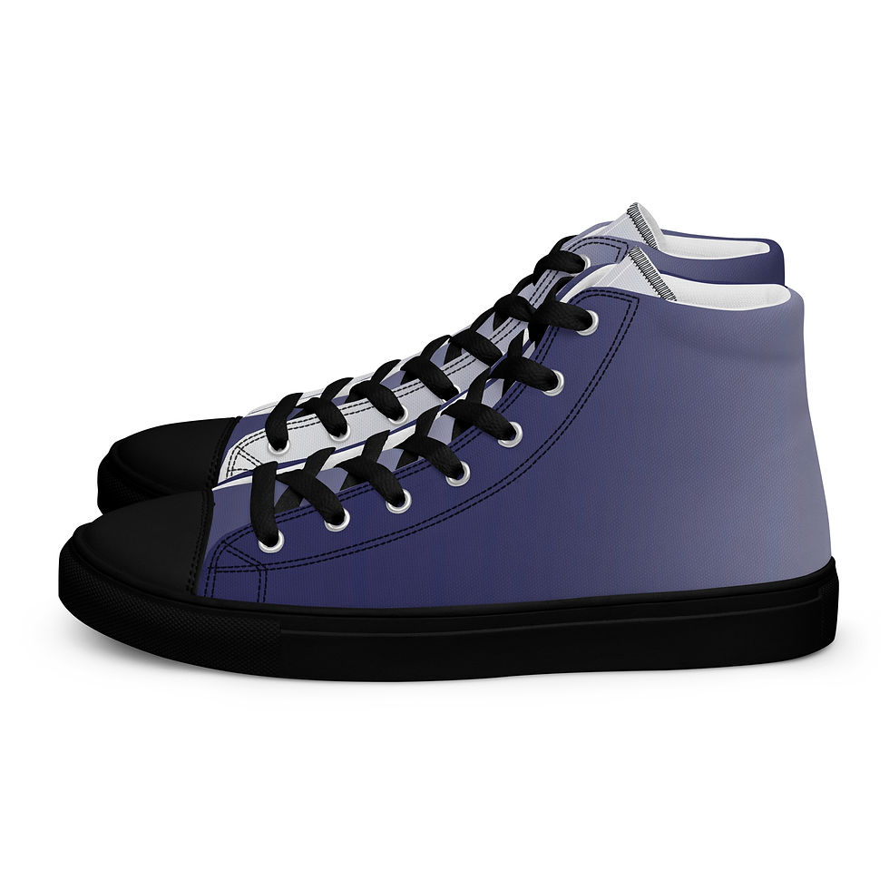 Thumbnail: (HBCUΘ)Blue 'n White Men’s high top canvas shoes