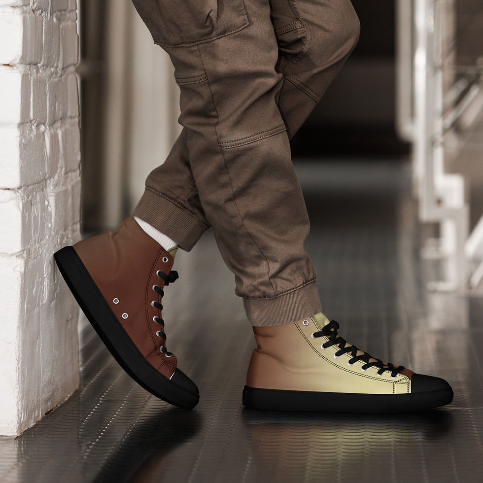 Thumbnail: (HBCUΘ)Cream 'n Crimson Men’s high top canvas shoes