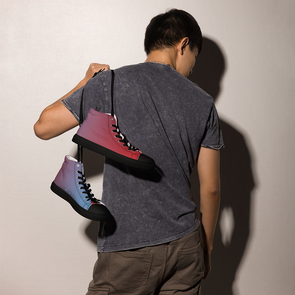 Thumbnail: Red 'n Columbia (fade) Men’s high top canvas shoes