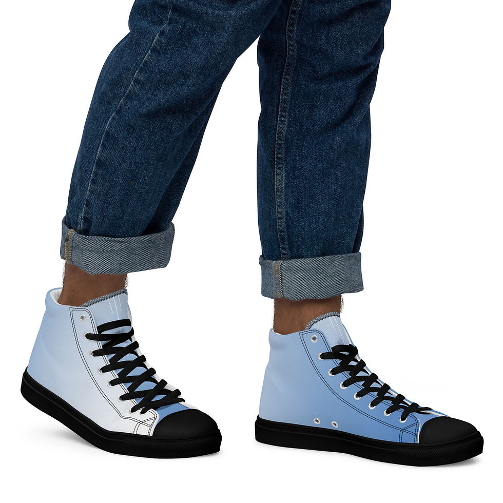 Thumbnail: Royal Blue 'n White (fade) Men’s high top canvas shoes