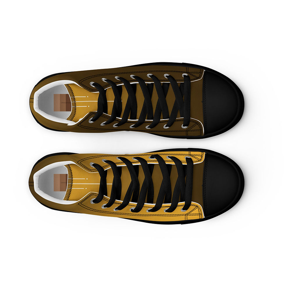 Thumbnail: (HBCUΘ)Charcoal Brown 'n Gold Men’s high top canvas shoes