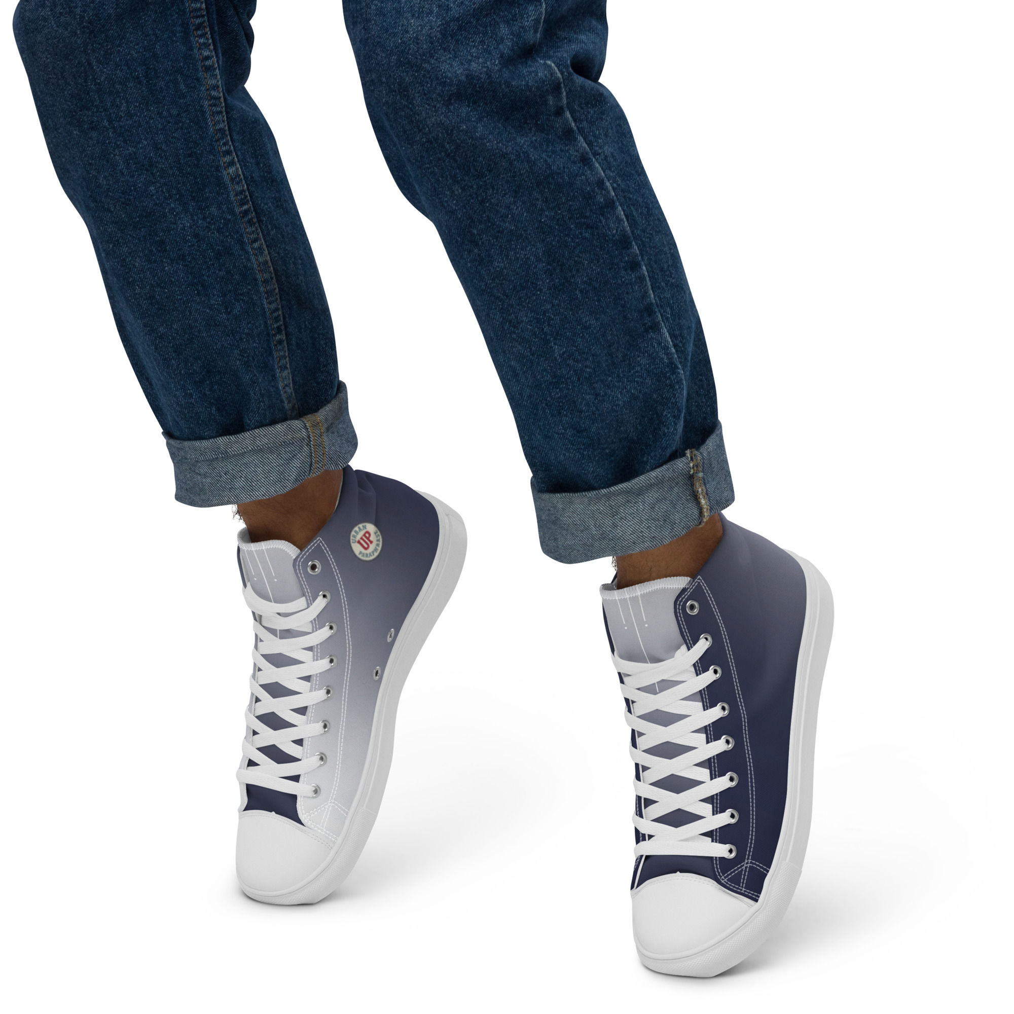 Navy 'n White (fade) Men’s high top canvas shoes
