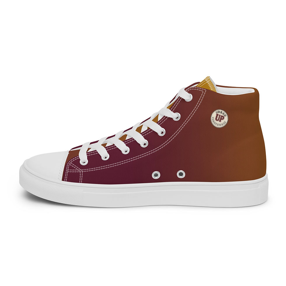 Thumbnail: Maroon 'n Gold (fade) Men’s high top canvas shoes