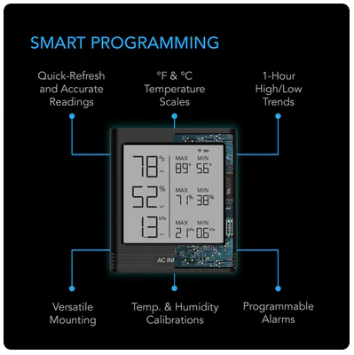 Thumbnail: AC Infinity Cloudcom B1 Smart Thermo-Hygrometer With Data APP 12 Ft Sensor Probe