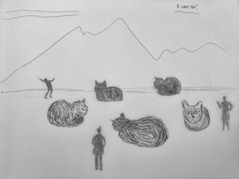 A clowder of cats in the loaf position.