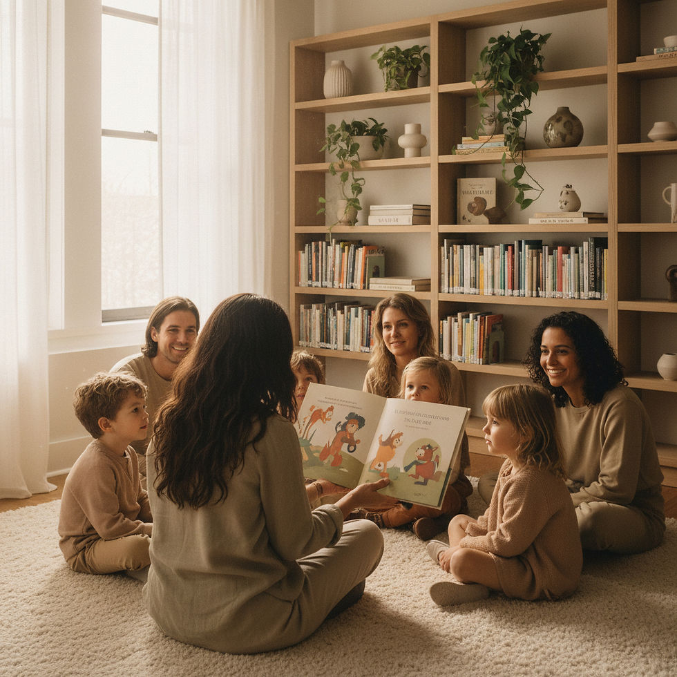 highly natural and realistic photo of a group of 5 children (mix of boys and girls) sittin