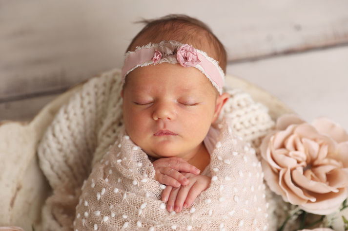 Studio, newborn, photography, baby, girl, floral
