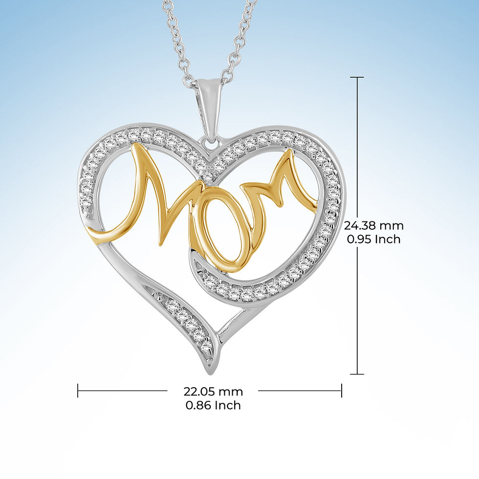 Thumbnail: 1/5 Carat T.W. White Natural Diamond Two Tone Silver Mom Heart Pendant