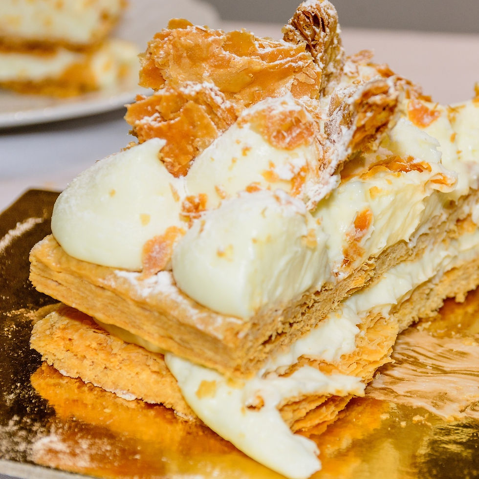 Salted caramel & banana millefeuilles