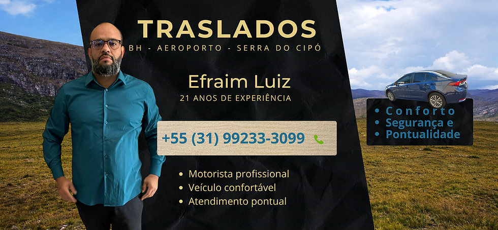 Translado BH • Aeroporto • Serra do Cipó com conforto e segurança. Evite imprevistos e viaje com quem conhece o caminho.
