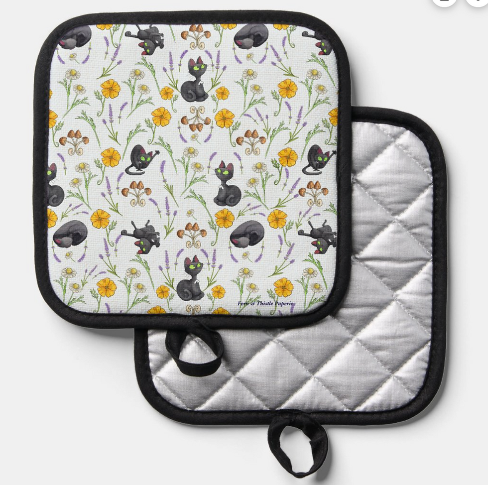 Thumbnail: Cats and Flowers Potholder/Trivet
