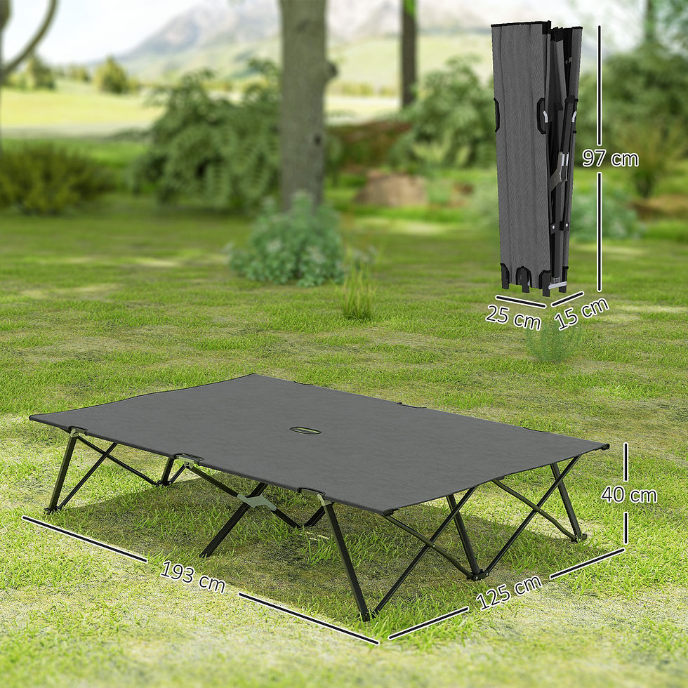 Miniatura: Outsunny Double Camping Folding Cot Portable Sleeping Bed, Charcoal Grey