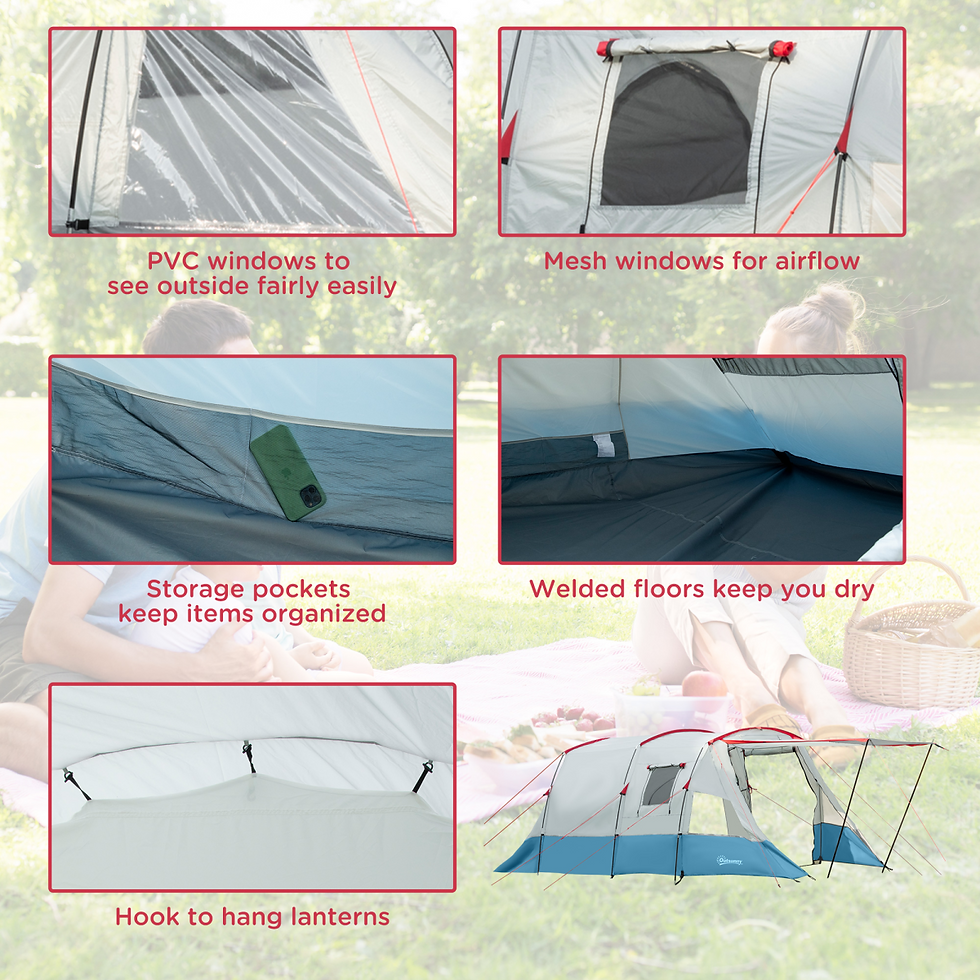 Thumbnail: Outsunny family camping tent packed into a carry bag with double handles, showing easy portability and included ground stakes