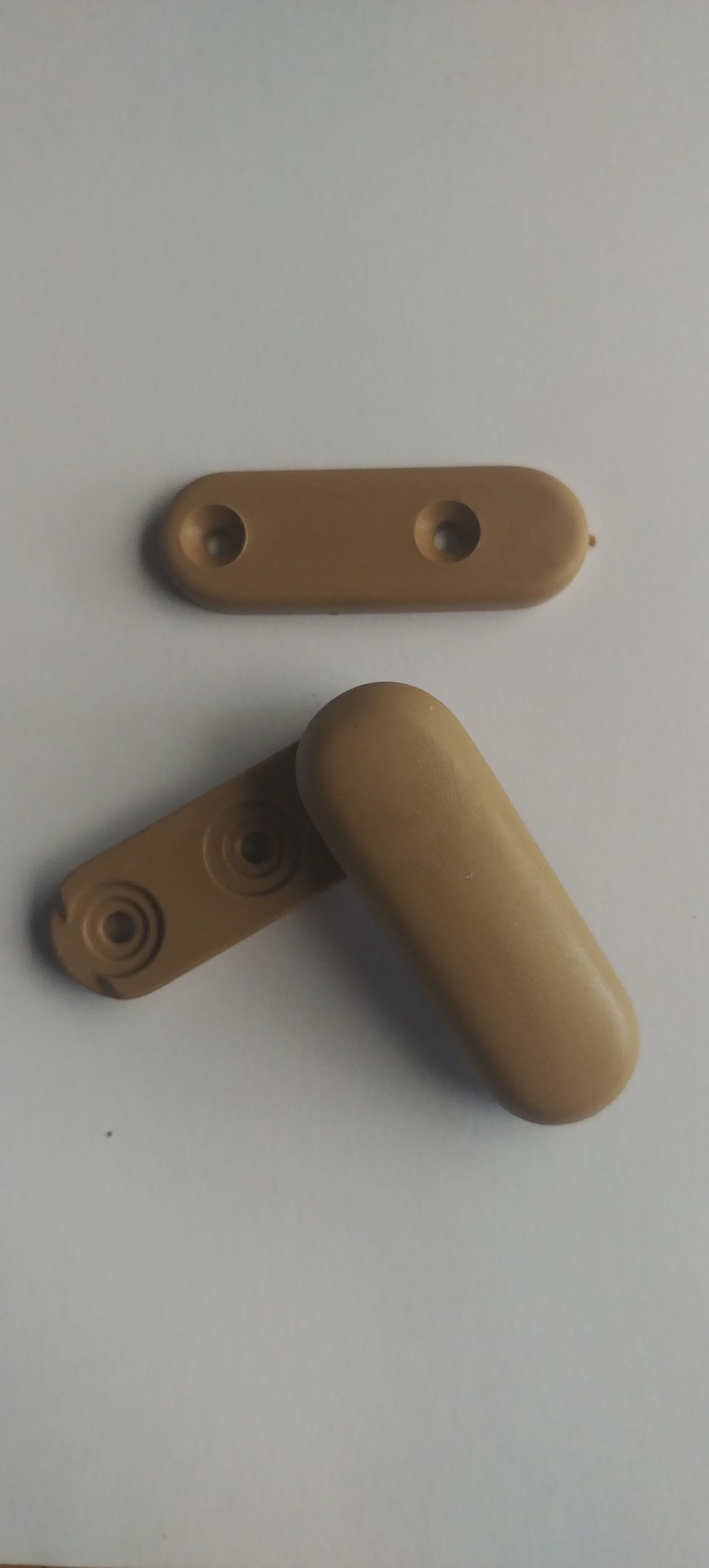 Beige button and plate on white back ground