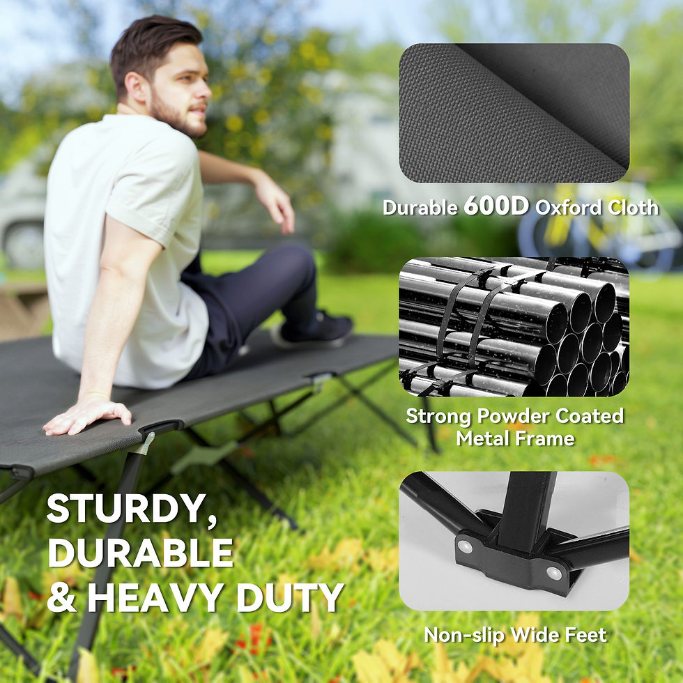 Miniature : Outsunny Double Camping Folding Cot Portable Sleeping Bed, Charcoal Grey