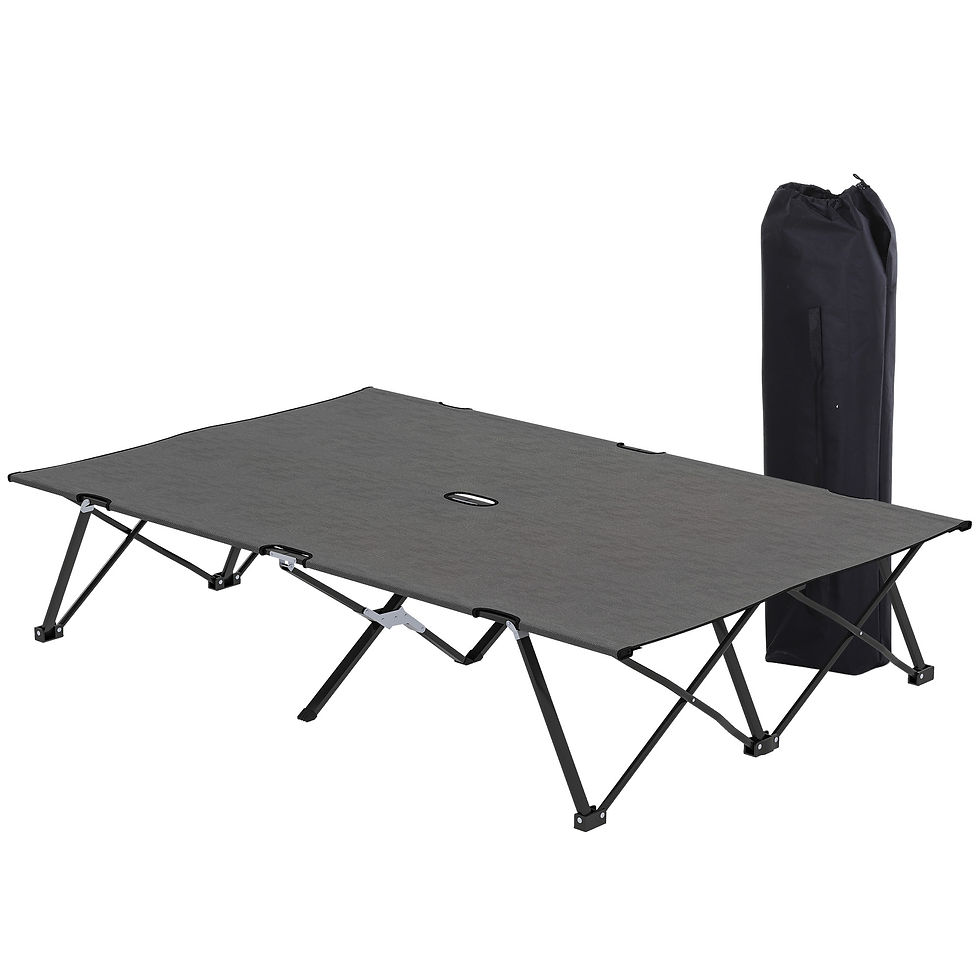 Miniature : Outsunny Double Camping Folding Cot Portable Sleeping Bed, Charcoal Grey