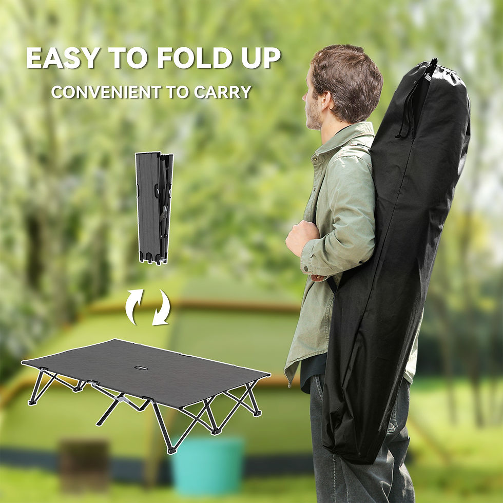 Miniatura: Outsunny Double Camping Folding Cot Portable Sleeping Bed, Charcoal Grey