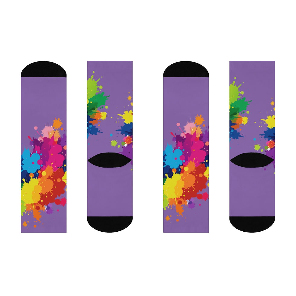 Thumbnail: Paint Spots in Purple Cushioned Crew Socks