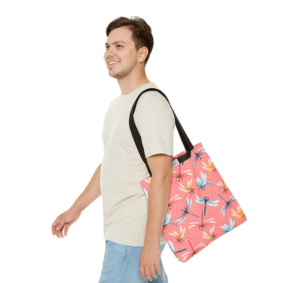 Thumbnail: Dragonfly Print Tote Bag, Stylish Reusable Shopping Bag, Eco-Friendly Gift