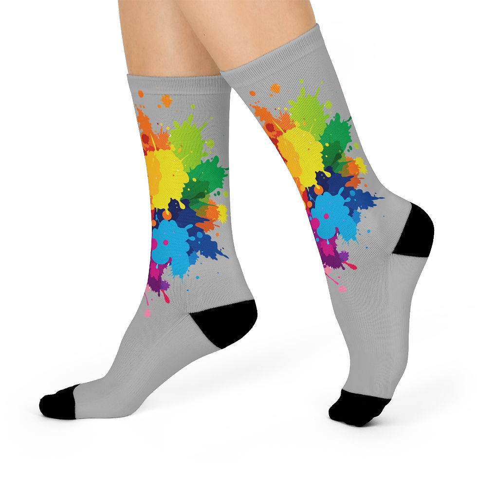 Thumbnail: Paint Spots in Gray Cushioned Crew Socks