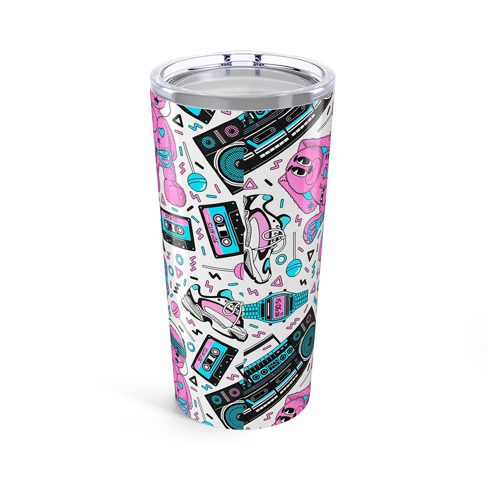 Retro Music Vibes Tumbler 20oz, Cool Gift for Music Lovers, Fun Party Travel Mug