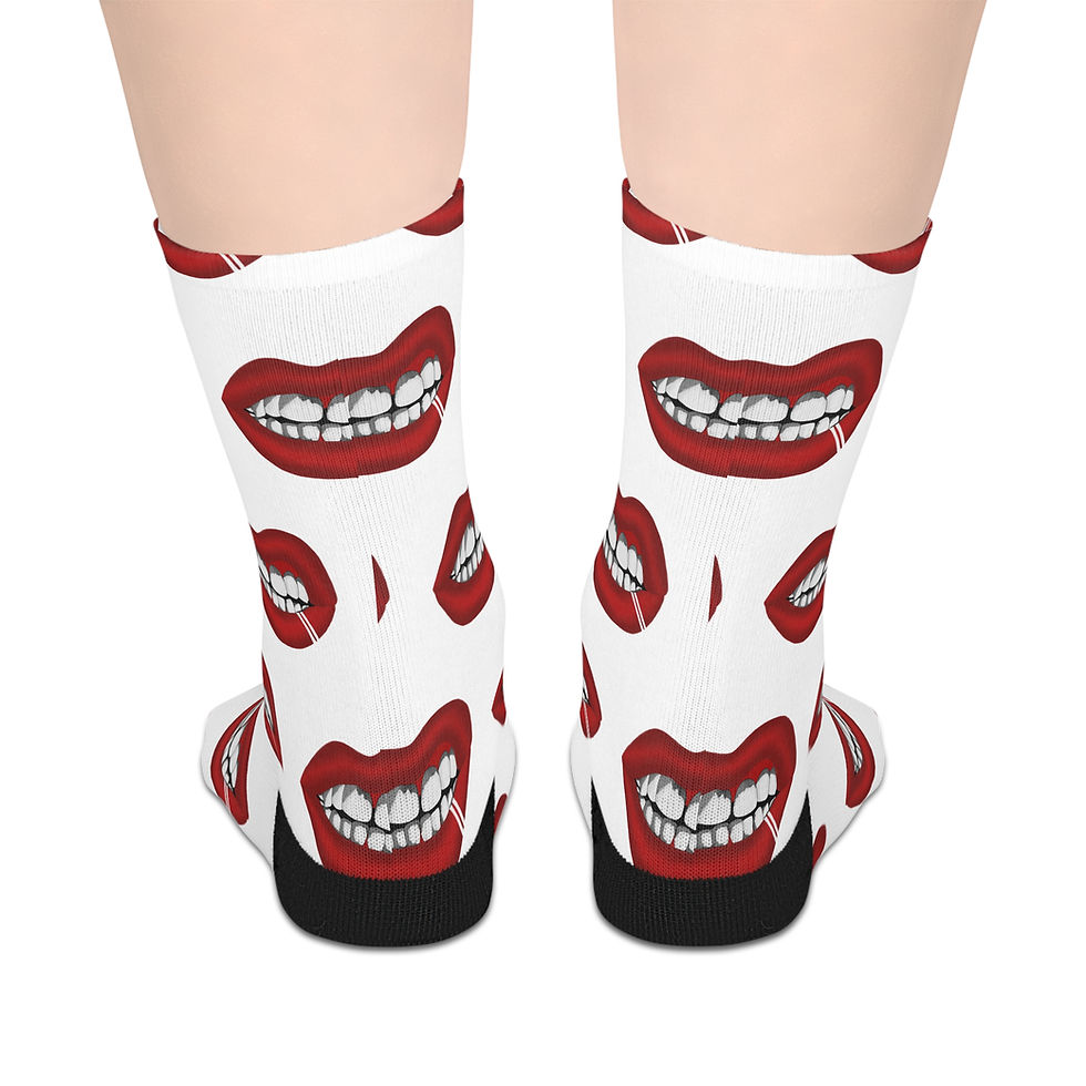 Fun Lip Print Mid-Length Socks | Quirky Gift for Fashion Lovers, Trendy Style