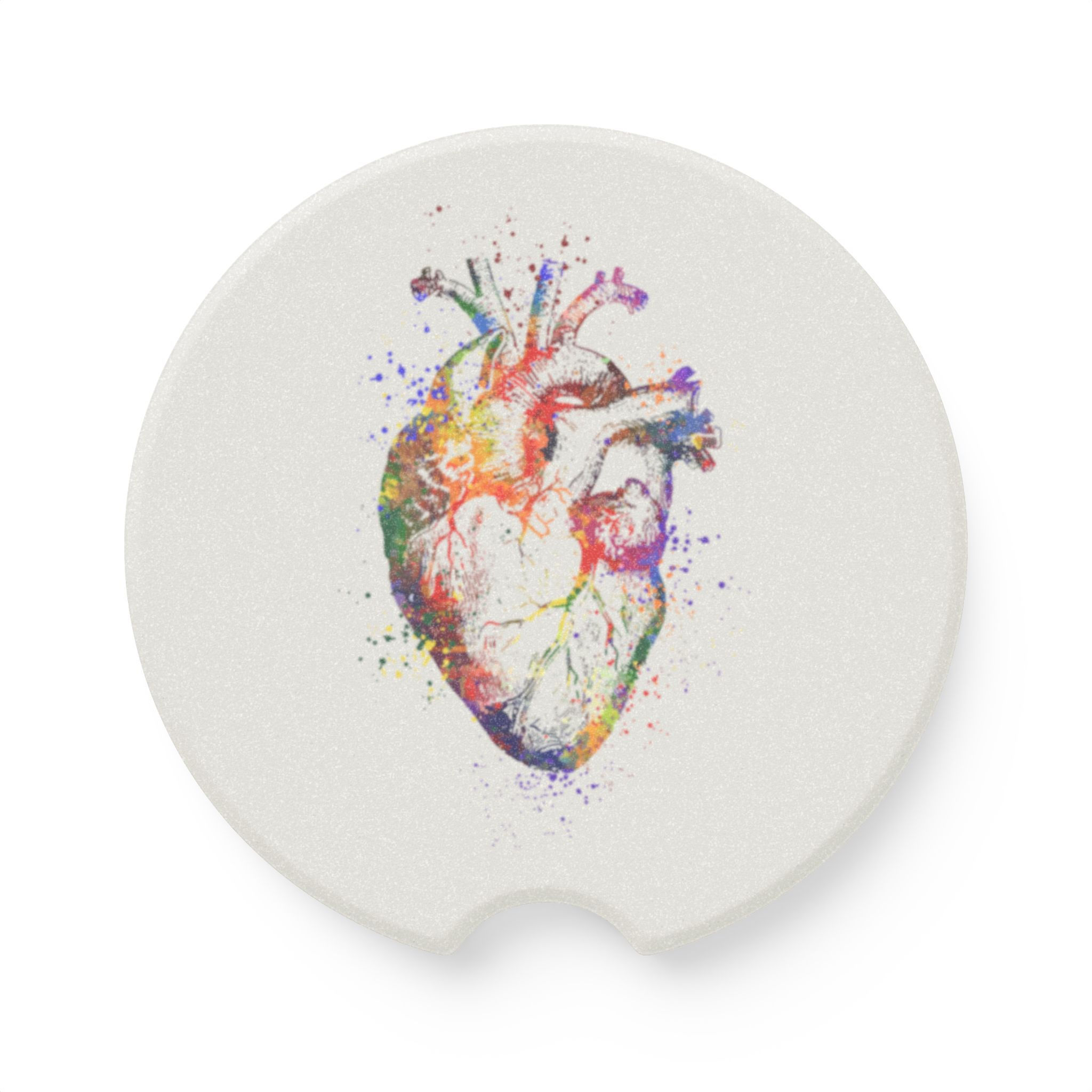 Colorful Heart Soapstone Car Coaster | Unique Auto Accessories, Gifts for Car
