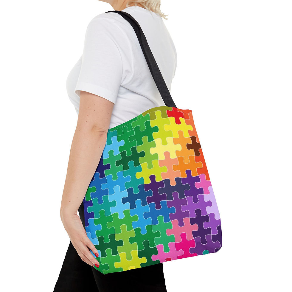 Thumbnail: Colorful Puzzle Pattern Tote Bag, Eco-Friendly Shopping Bag, Great for Gifts
