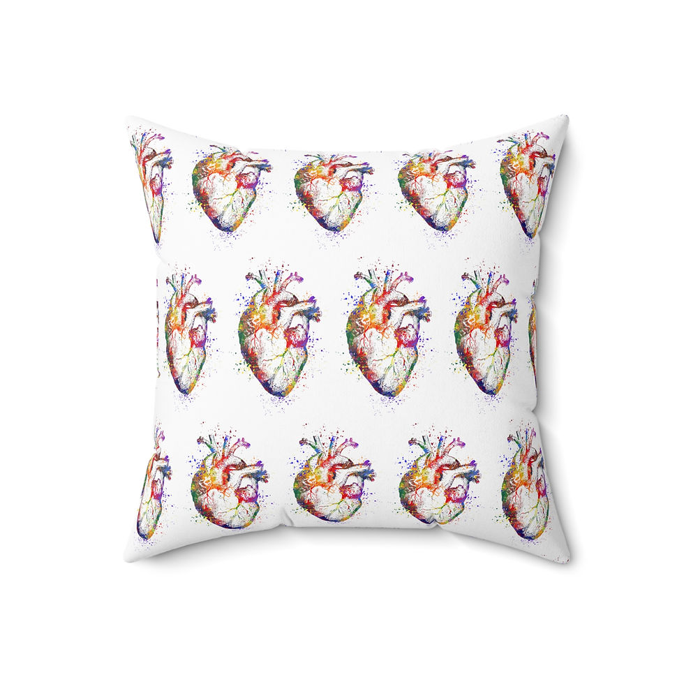 Thumbnail: Colorful Heart Art Pillow, Decorative Couch Cushion, Heart-themed Accent Pillow