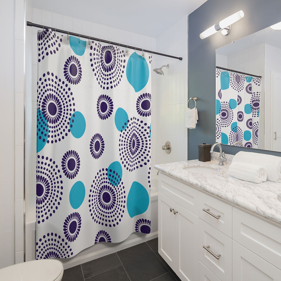 Thumbnail: Vibrant Dot Shower Curtain, Modern Bathroom Decor, Colorful Home Accessory