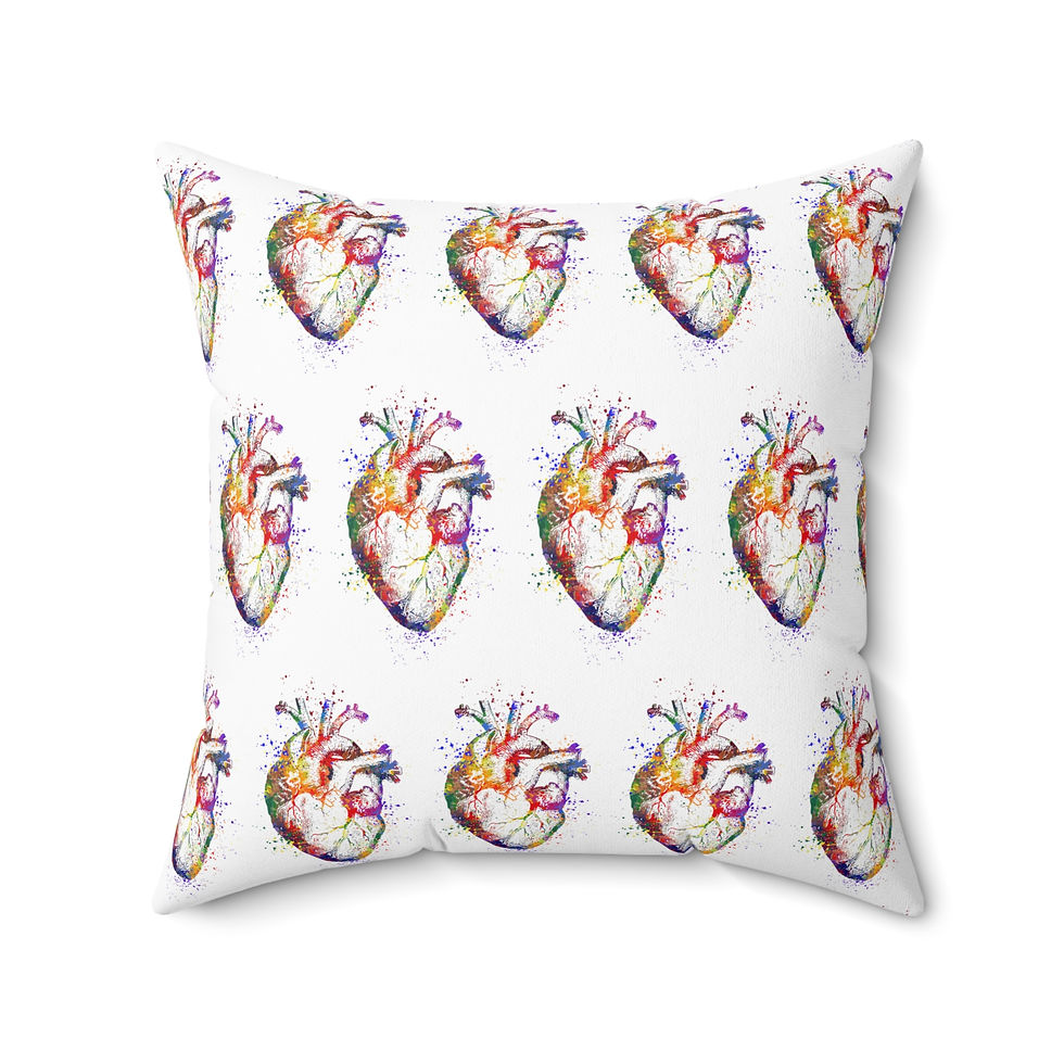 Thumbnail: Colorful Heart Art Pillow, Decorative Couch Cushion, Heart-themed Accent Pillow