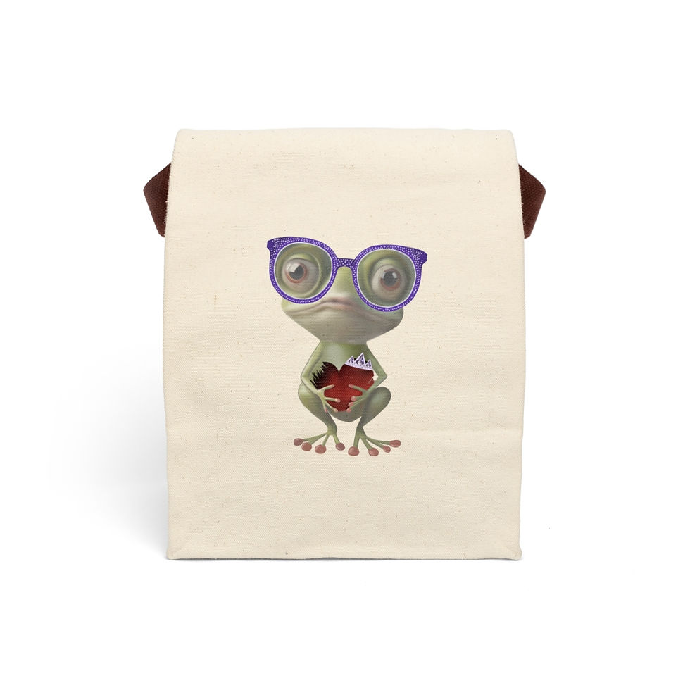 Froggy Love Canvas Lunch Bag With Strap