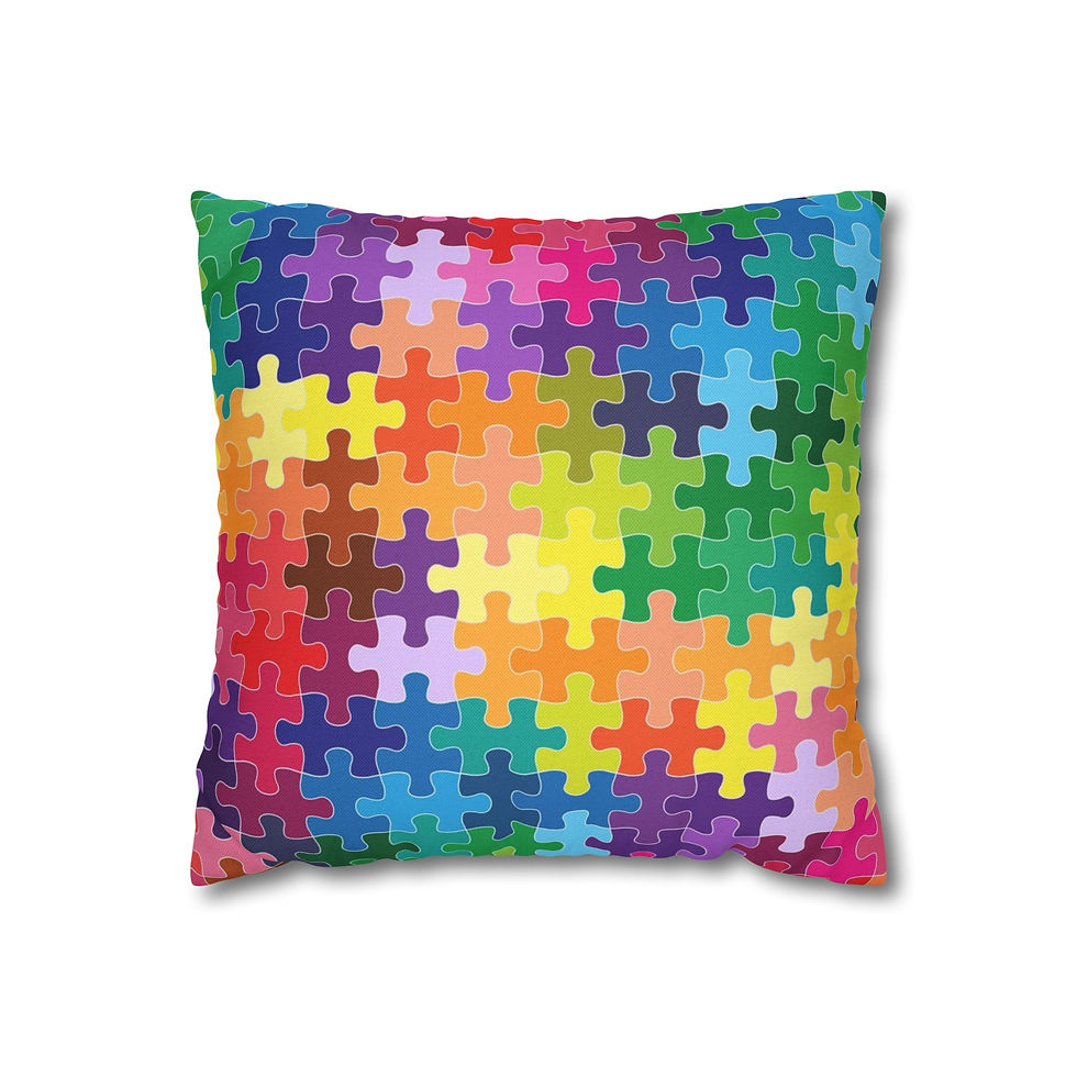 Colorful Puzzle Piece Pillowcase, Modern Home Decor, Gift for Kids, Happiness