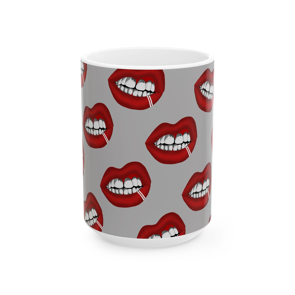Thumbnail: Bold Lip Print Ceramic Mug - Fun Coffee Cup for Lip Lovers, Quirky Kitchen Decor