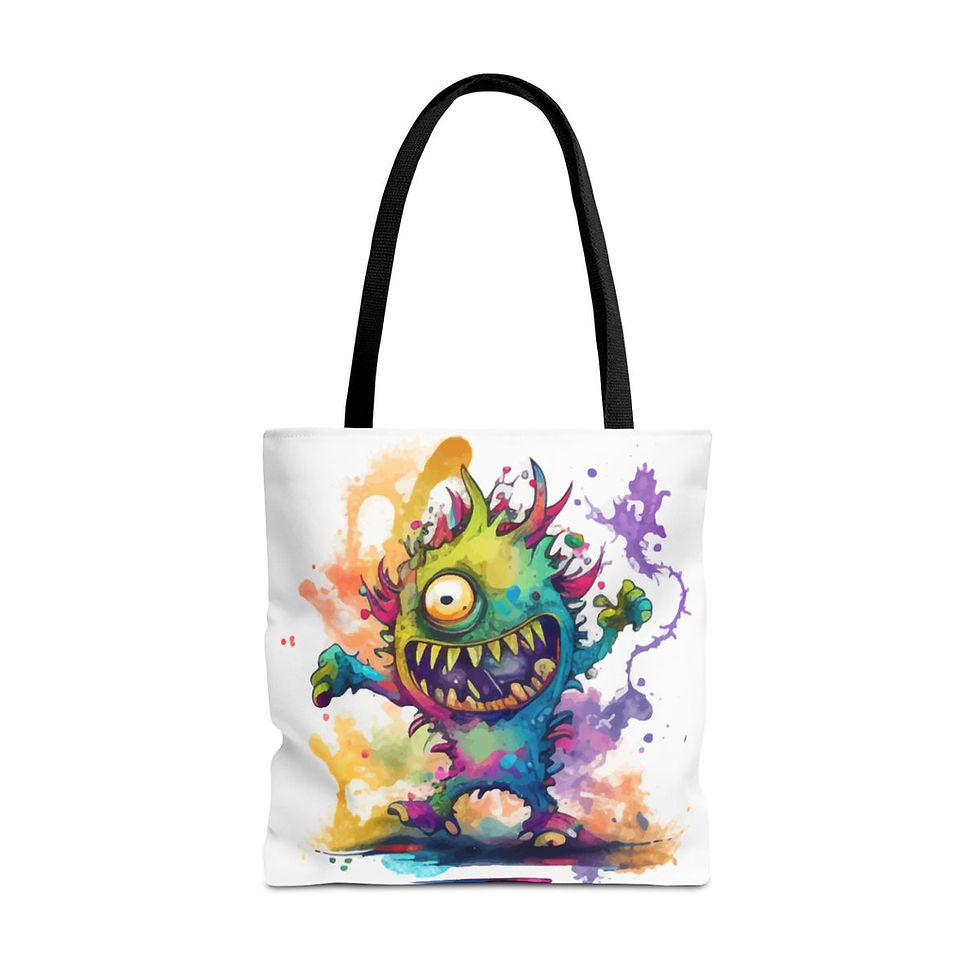 Thumbnail: Monster Tote Bag - One-Eyed Multicolored Funny Design
