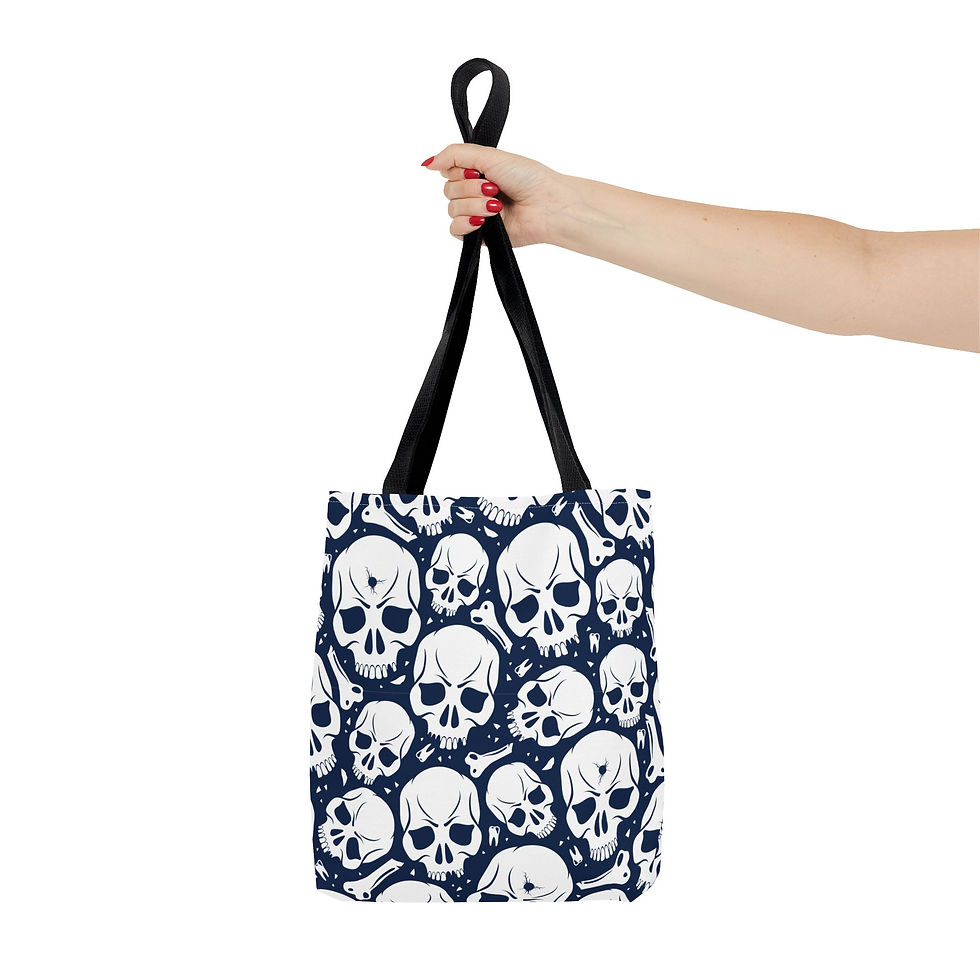 Thumbnail: Skull Print Tote Bag, Stylish Reusable Bag, Punk Fashion, Eco-Friendly Shopping