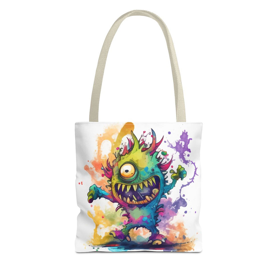 Thumbnail: Monster Tote Bag - One-Eyed Multicolored Funny Design
