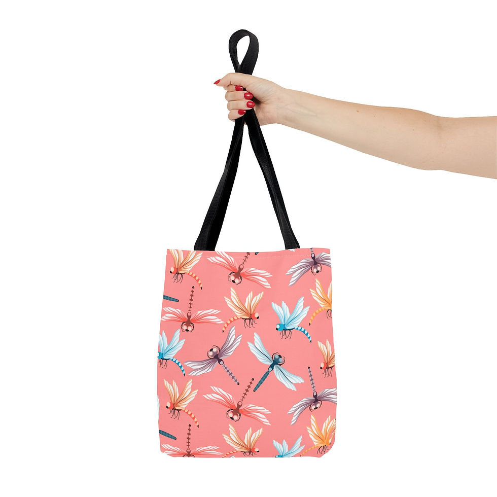 Thumbnail: Dragonfly Print Tote Bag, Stylish Reusable Shopping Bag, Eco-Friendly Gift